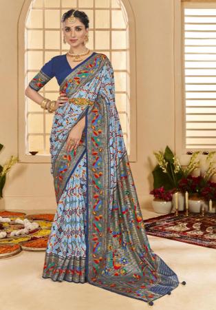 Picture of Shapely Cotton & Silk Light Steel Blue Saree