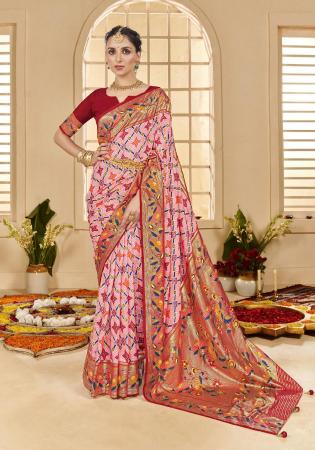 Picture of Elegant Cotton & Silk Dark Salmon Saree
