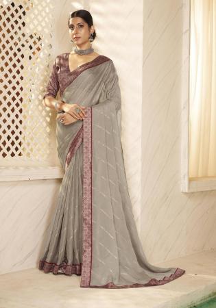Picture of Exquisite Chiffon Dark Grey Saree