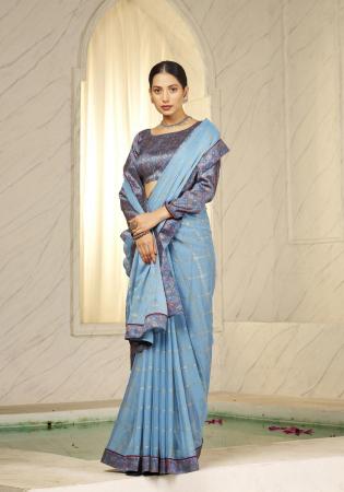Picture of Resplendent Chiffon Light Steel Blue Saree