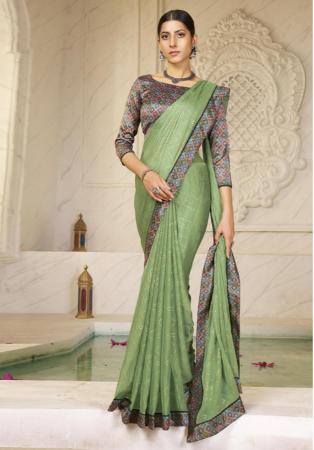 Picture of Comely Chiffon Dark Sea Green Saree