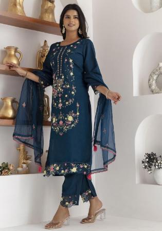 Picture of Splendid Silk Navy Blue Readymade Salwar Kameez