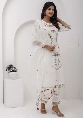 Picture of Good Looking Silk Off White Readymade Salwar Kameez