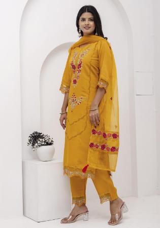 Picture of Appealing Silk Dark Orange Readymade Salwar Kameez