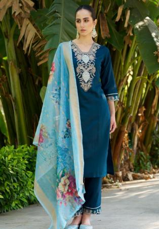 Picture of Stunning Rayon Midnight Blue Readymade Salwar Kameez