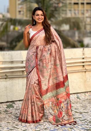 Picture of Shapely Silk Dark Salmon Saree