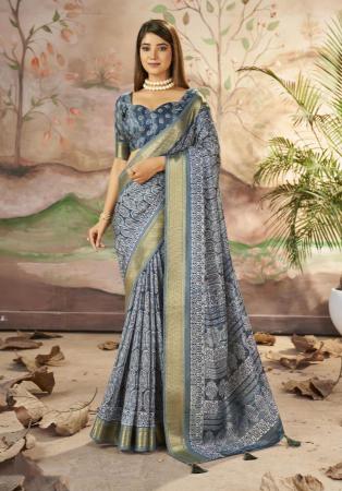 Picture of Graceful Silk Dark Slate Grey Saree
