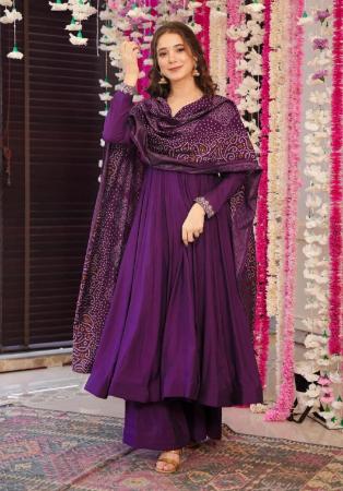 Picture of Pleasing Chiffon Brown Readymade Salwar Kameez