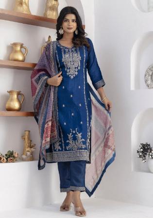 Picture of Stunning Silk Teal Readymade Salwar Kameez