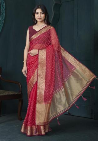 Picture of Delightful Chiffon Indian Red Saree