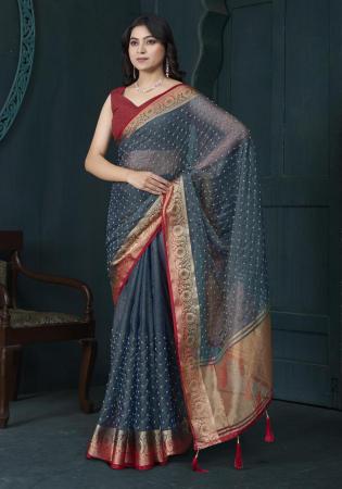 Picture of Exquisite Chiffon Dark Slate Grey Saree