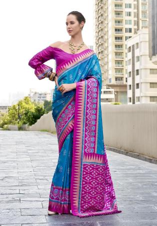 Picture of Fascinating Silk Turquoise Saree