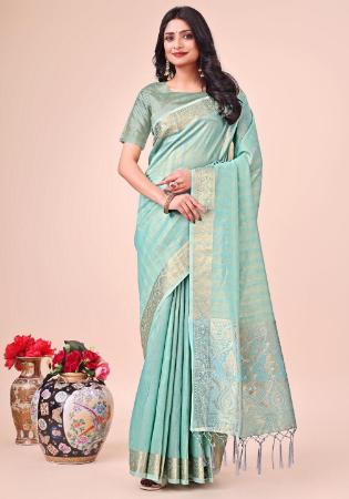 Picture of Charming Organza Dark Sea Green Saree