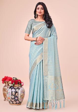 Picture of Grand Organza Light Steel Blue Saree