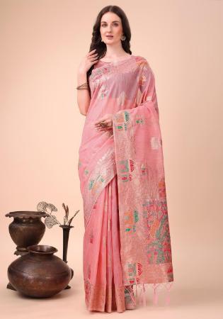 Picture of Stunning Cotton Pale Violet Red Saree