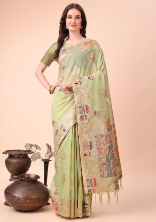 Picture of Magnificent Cotton Dark Khaki Saree