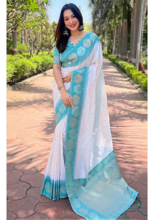 Picture of Elegant Silk White Saree