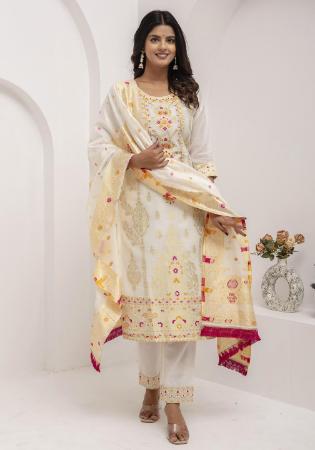 Picture of Classy Silk Off White Readymade Salwar Kameez