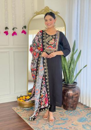Picture of Chiffon Dark Slate Grey Readymade Salwar Kameez