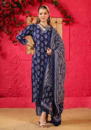 Picture of Chiffon Dark Slate Blue Readymade Salwar Kameez