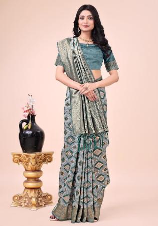 Picture of Graceful Cotton Light Slate Grey Saree