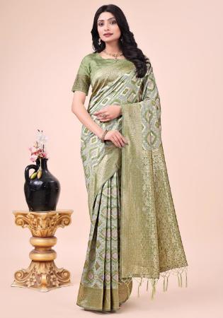 Picture of Stunning Cotton Dark Khaki Saree