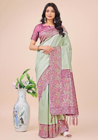 Picture of Enticing Silk Dark Sea Green Saree