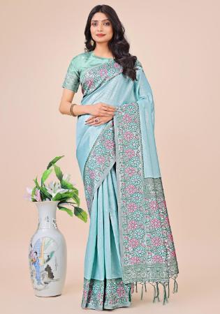 Picture of Charming Silk Light Steel Blue Saree