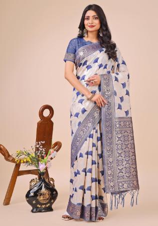 Picture of Taking Cotton & Linen Dark Slate Blue Saree