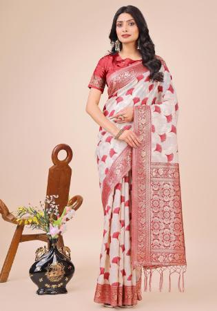Picture of Graceful Cotton & Linen Pale Violet Red Saree