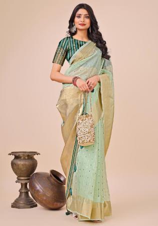 Picture of Pleasing Organza Dark Sea Green Saree