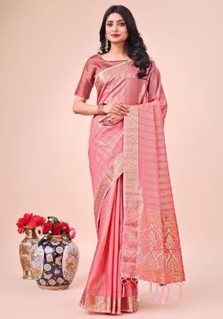 Picture of Fascinating Organza Light Coral Saree