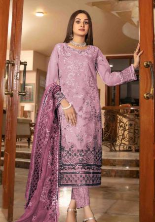 Picture of Grand Organza Purple Straight Cut Salwar Kameez