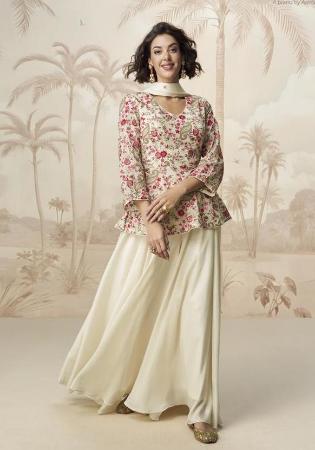 Picture of Chiffon & Silk Dark Khaki Straight Cut Salwar Kameez
