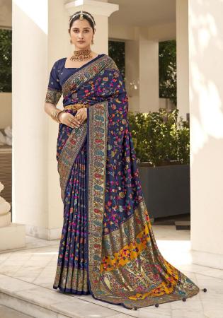 Picture of Beautiful Silk Dark Slate Blue Saree