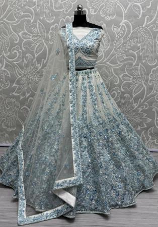 Picture of Sightly Net Light Blue Lehenga Choli