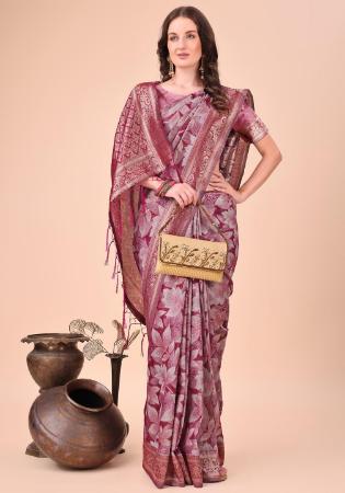 Picture of Exquisite Cotton Rosy Brown Saree