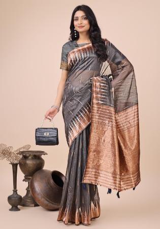 Picture of Resplendent Cotton & Linen Dim Gray Saree