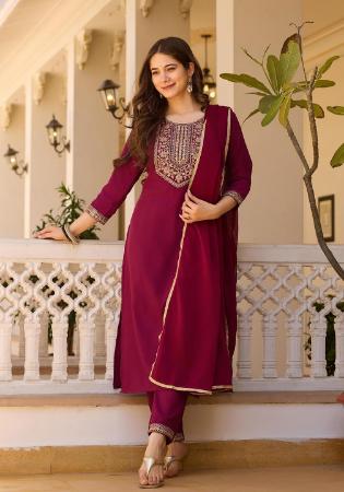 Picture of Enticing Chiffon Maroon Readymade Salwar Kameez