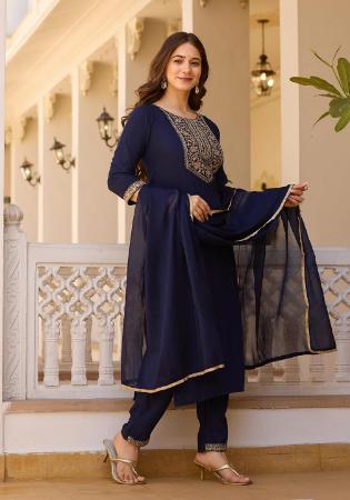 Picture of Taking Chiffon Navy Blue Readymade Salwar Kameez