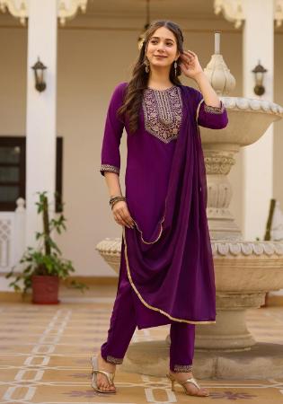 Picture of Sightly Chiffon Purple Readymade Salwar Kameez