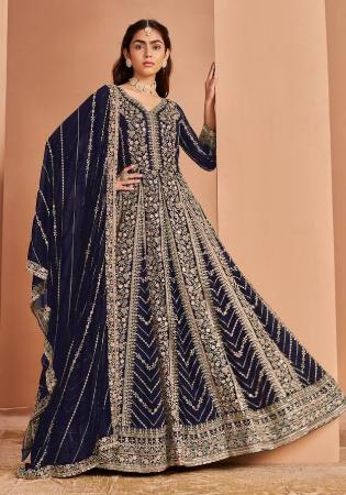 Picture of Georgette Dark Slate Grey Anarkali Salwar Kameez