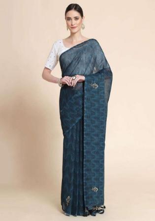Picture of Comely Georgette Dark Slate Grey Saree