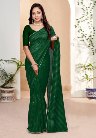 Picture of Alluring Silk Forest Green Saree
