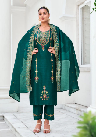 Picture of Graceful Silk Dark Green Readymade Salwar Kameez