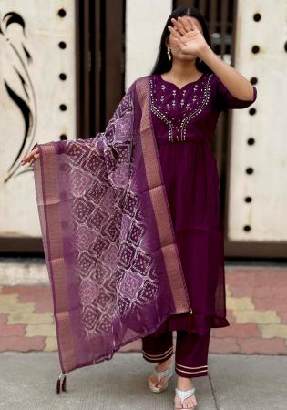 Picture of Ideal Net & Silk Brown Readymade Salwar Kameez