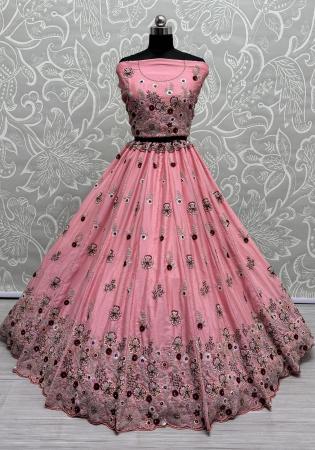 Picture of Delightful Chiffon Pale Violet Red Lehenga Choli