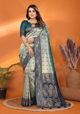 Picture of Graceful Silk Dark Sea Green Saree