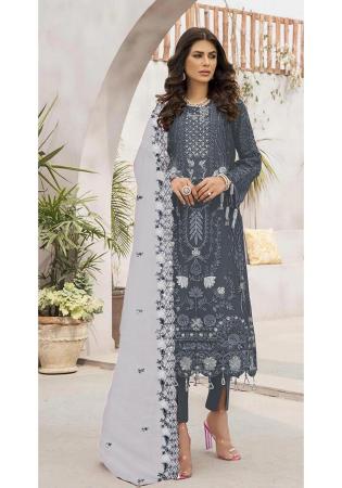 Picture of Georgette Dark Slate Grey Straight Cut Salwar Kameez