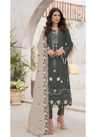 Picture of Georgette Dark Slate Grey Straight Cut Salwar Kameez